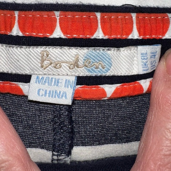 Boden skirt mini style Navy Blue White striped with pockets size 4 - Picture 2 of 7